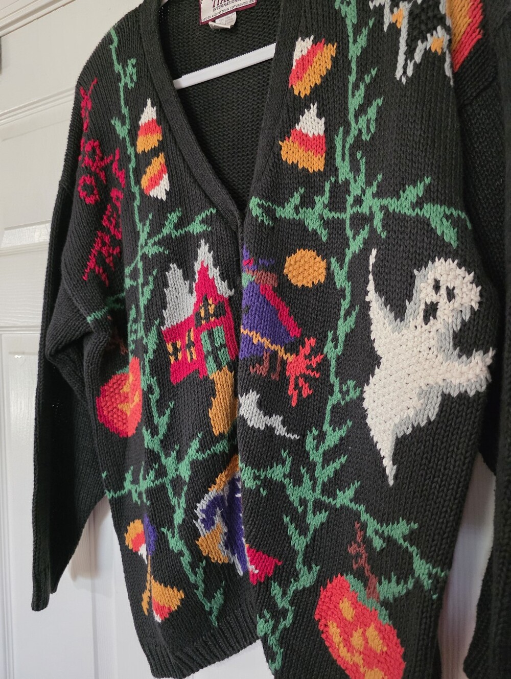 Tiara Black Halloween Ghost & Pumpkin Knit Cardigan